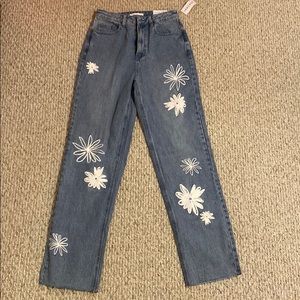 PacSun Doodle Flower Boyfriend Jeans